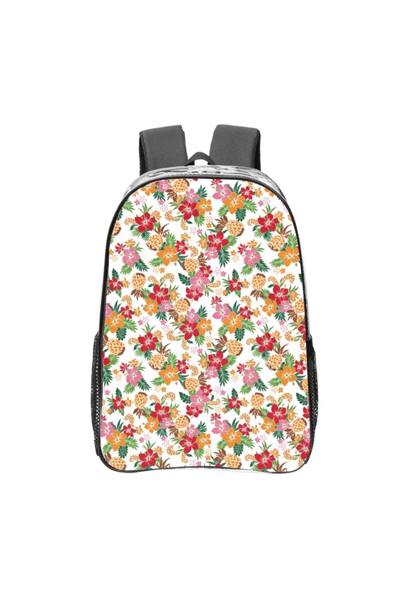 Pineapple Flower Clear Backpack, Transparent Bookbag for School for Women Men, Capacity Clear Bag for College, Travel