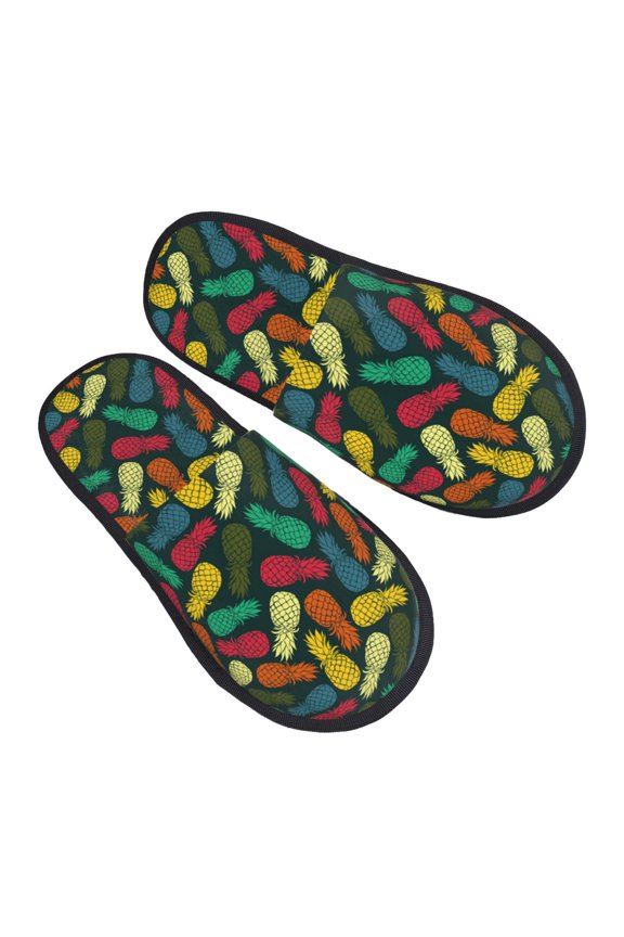 Pineapple Fruit Colorful Pattern Slippers for Women Memory Foam Fuzzy House Slippers Bedroom Non-slip Warm Womens Slippers
