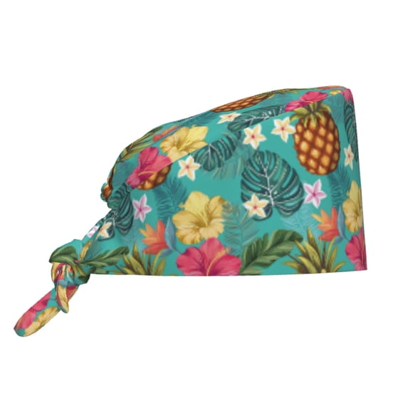 Kdxio Pineapple Pattern Turban Hat for Women Men Comfortable Adjustable Cleaning Working Cap with Sweatband