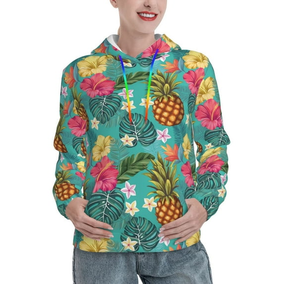 Kdxio Pineapple Print Womens Oversized Hoodies Sweatshirts Hooded Pullover Tops Sweaters Casual-X-Large