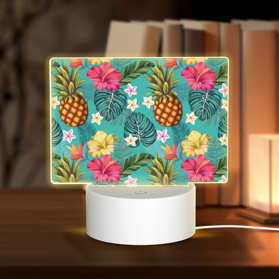 Kdxio Pineapple Rectangular Acrylic Night Light Acrylic Sleep Night Light Friend Gifts for Birthday Gifts for Women Teens Boys Girls