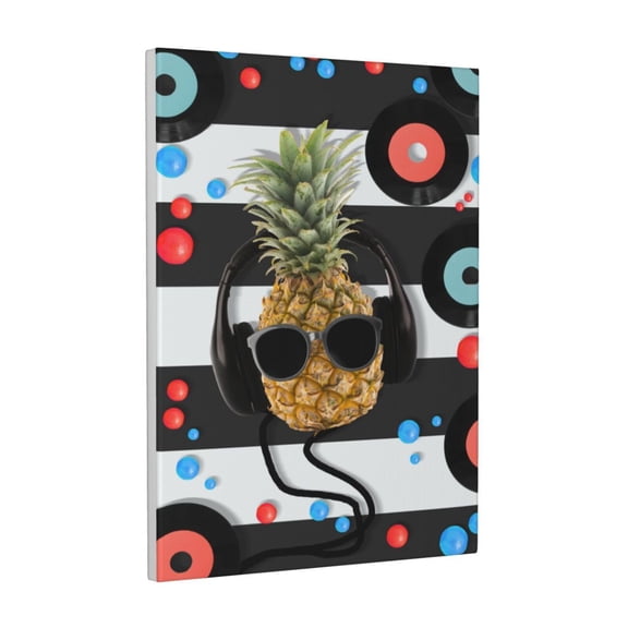 Kdxio Pineapple With Black Glasses Pattern Canvas Wall Art 12x16 Inches - Waterproof HD Print Solid Wood Frame for Living Room & Bathroom,Vertical