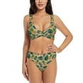 thumbnail image 1 of Kdxio Pineapples Palm Leaves Print Women's 2 Piece High Waisted Wrap Spaghetti Strap Summer Swimsuit Bikini Set-Large, 1 of 7