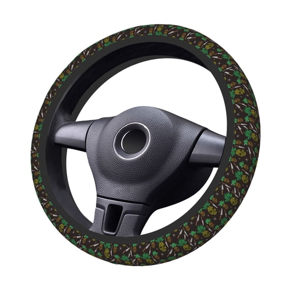 Kdxio Pineapples Print Elastic Stretch Steering Wheel Cover,Auto Steering Wheel Cover,15 Inch Anti-Slip,Warm in Winter and Cool in Summer,Fit Suvs,Vans Cars,Trucks