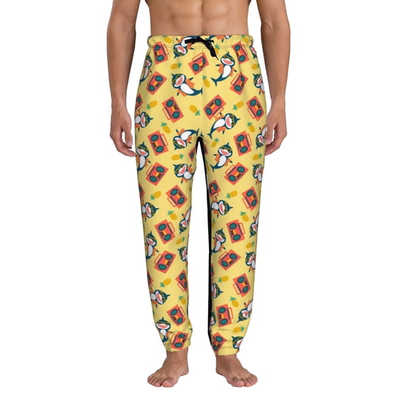 Kdxio Pineapples Sharks In Hawaiian Pattern Joggers,Sweatpants for Men with Pockets-3X-Large