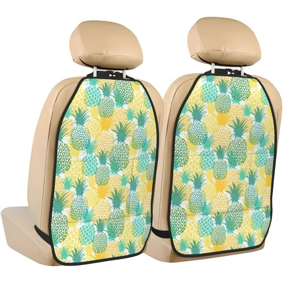 Kdxio Pineapples1 Print 2 Pack Car Kick Mat Seat Cover Back Protector Mat with Pockets for Organizer Backseat Protector and Storage Anti Kick Pad for Vehicles