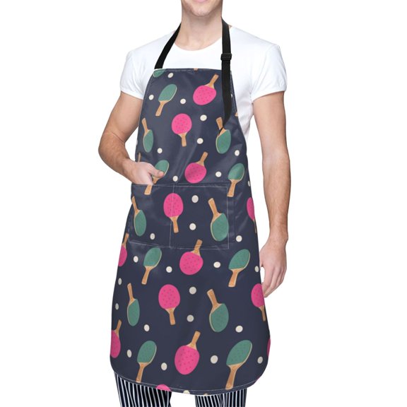 Kdxio Ping Pong Rackets And Balls Apron with Pockets Adjustable Kitchen Aprons for Men Women Waterproof Aprons for Cooking,Drawing,Crafting, Baking Household Cleaning
