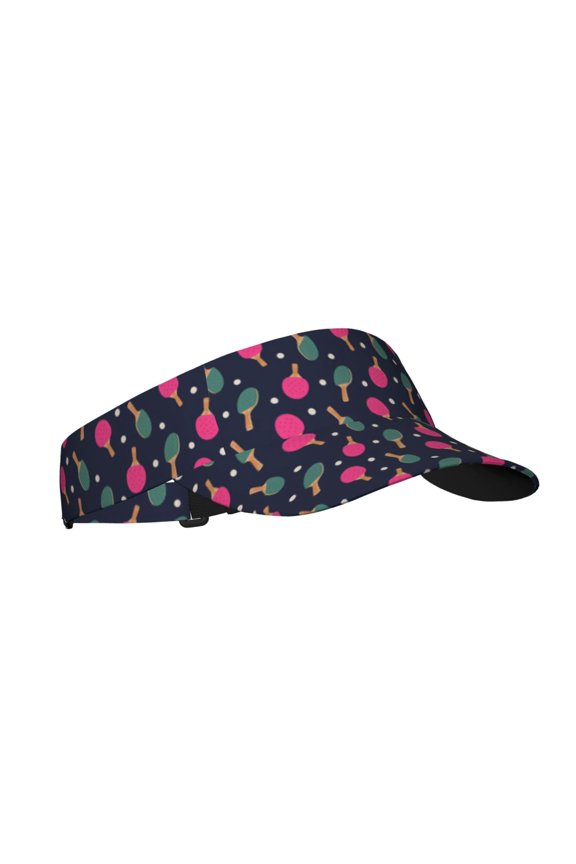Ping Pong Rackets And Balls Print Sun Visor Hat Golf Visor Adjustable Velcro Outdoor Sports Cap for Men Women