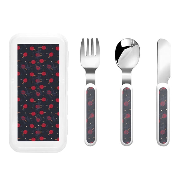 Kdxio Ping Pong Toddler Utensils Set - Kids Silverware Set, Set Kids Utensils Set with Case for Preschooler Children