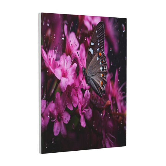Kdxio Pink Blossoms Butterfly Pattern Canvas Wall Art 12x16 Inches - Waterproof HD Print Solid Wood Frame for Living Room & Bathroom,Vertical
