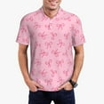 thumbnail image 1 of Kdxio Pink Bows Print Men's Short Sleeve Polo Shirt,Midweight Men's Shirt-X-Large, 1 of 5