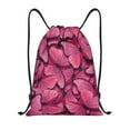thumbnail image 1 of Kdxio Pink Butterfly Print Drawstring Backpack Bag,Waterproof Draw String Back Sack, Gym Drawstring Bags Swim Bag For Unisex, 1 of 9