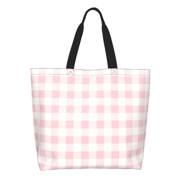 Kdxio Pink Checkboard Casual Tote Bags Women Big Capacity Shoulder Bag for Women Travel Shoulder Bags Handbags