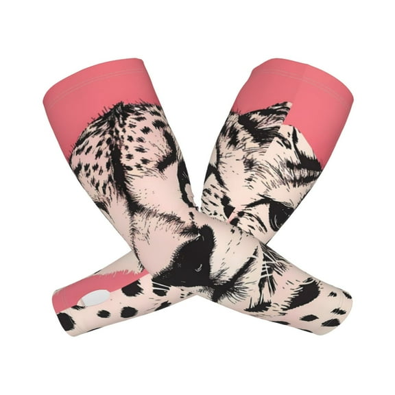 Kdxio Pink Cheetah Art Print UV Sun Protection Arm Sleeves - Tattoo Cover Up - Basketball Arm Sleeve UPF 50 Cooling for Men Women