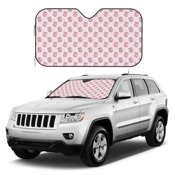 Kdxio Pink Disco Ball Print Windshield Sun Shade, Foldable Sun Blocker for Car,Truck,SUV Automotive Interior Sun Protection,Reflective Shade for Front Windshield(Small)