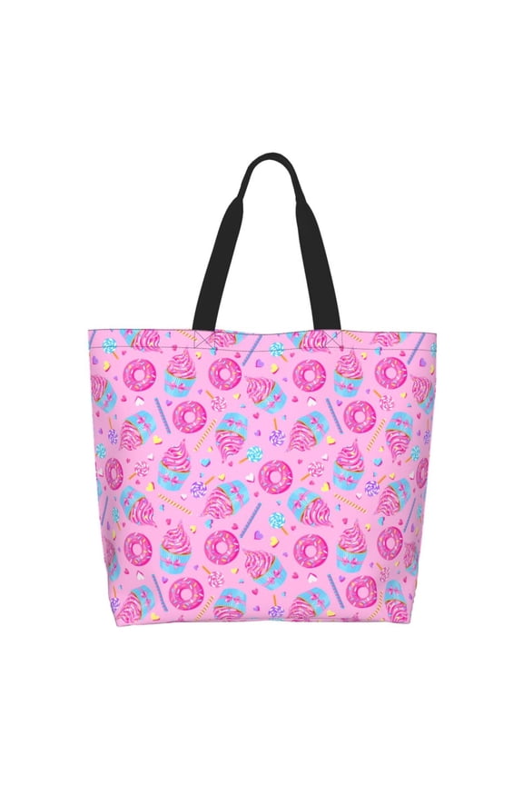 Pink Donuts Casual Tote Bags Women Big Capacity Shoulder Bag for Women Travel Shoulder Bags Handbags