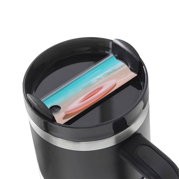 Kdxio Pink Float Ring On Beach Name Plate Compatible Stanley Cups Name Tag Acrylic Nameplate Tumbler Lid Topper for Cup Accessories
