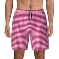 thumbnail image 1 of Kdxio Pink Gingham Print Men'S Swim Trunks With Compression Liner 7 Inch Inseam Quick Dry Swim Shorts, 1 of 7