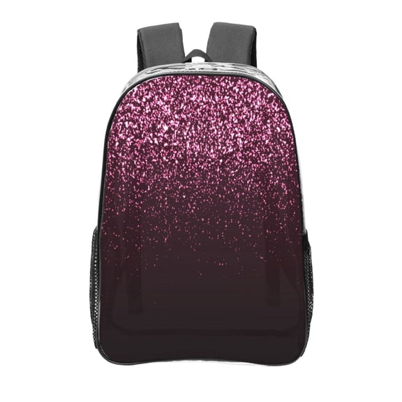 Kdxio Pink Glitter Sparkles A Clear Backpack, Transparent Bookbag for School for Women Men, Capacity Clear Bag for College, Travel