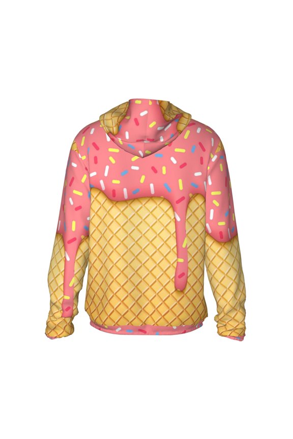 Pink Ice Cream Print Women Men Sun Protection UPF 50+ Jackets Zip Up Long Sleeve Hoodie Hiking Lightweight with Pockets