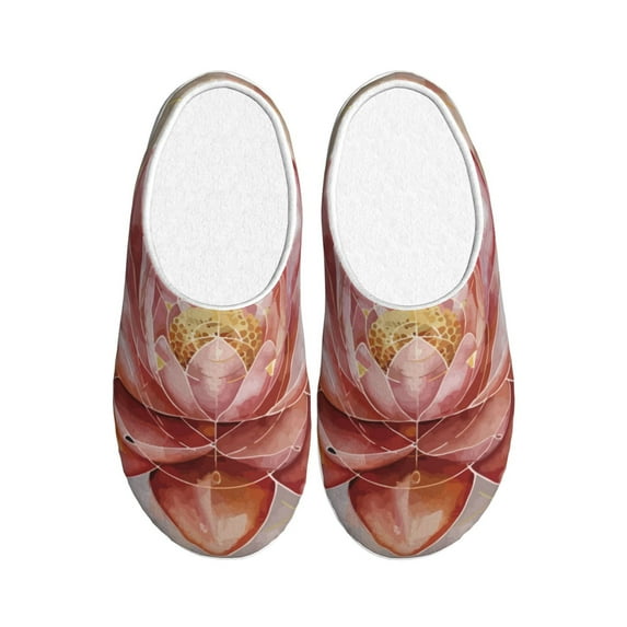 Kdxio Pink Lotus Women's Men's Slippers Plush Slip-On House Slipper for Winter Indoor Soft Cushion Non-slip Fluffy Slides Slippers-8