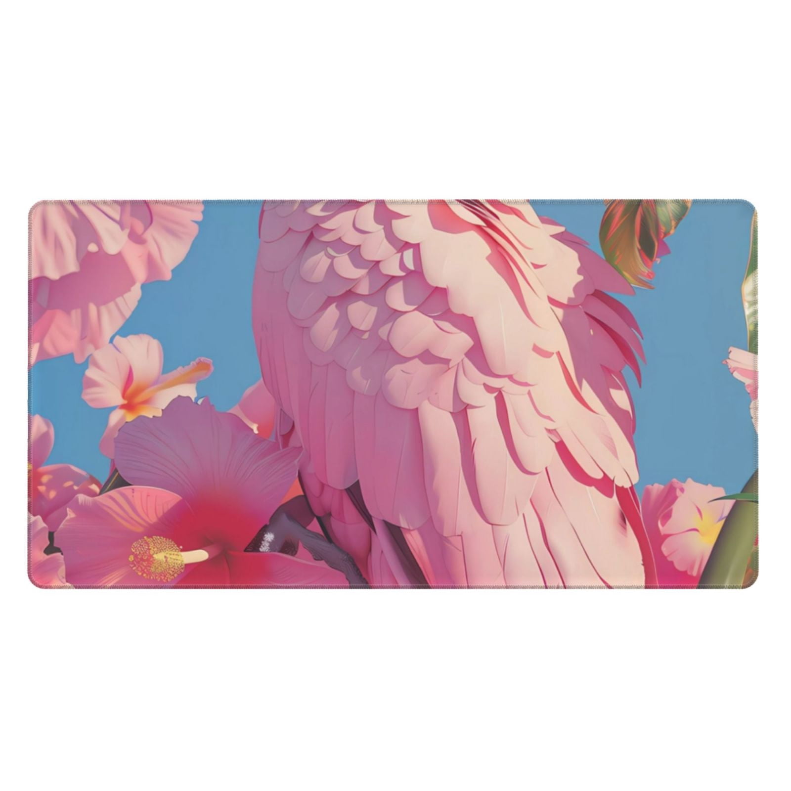 Kdxio Pink Parrot Tropical Blossoms Print Large Gaming Mouse Pad,Non-Slip Base,Water Resist Keyboard Pad for Gamer,Office & Home,29.5 x 15.8 in