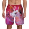 thumbnail image 1 of Kdxio Pink Pig Print Men'S Swim Trunks With Compression Liner 7 Inch Inseam Quick Dry Swim Shorts, 1 of 7