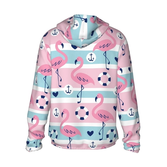 Kdxio Pink Striped Flamingo Print Women Men Sun Protection UPF 50+ Jackets Zip Up Long Sleeve Hoodie Hiking Lightweight with Pockets