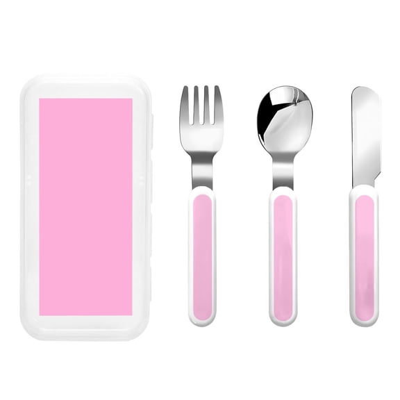 Kdxio Pink Toddler Utensils Set - Kids Silverware Set, Set Kids Utensils Set with Case for Preschooler Children