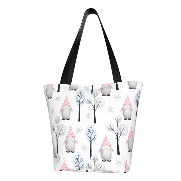 Kdxio Pink oldman Winter Forest Women Reusable Grocery Bags Foldable Ripstop,Reusable Shopping Bags for Shopping,Gym,Gift