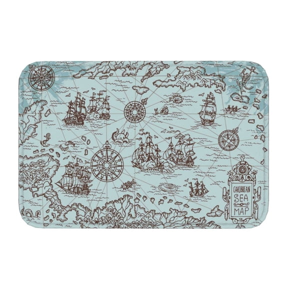Kdxio Pirate Adventure Map,16" x 24", Non-Slip Front Door Mats,Outdoor Welcome Mat Washable