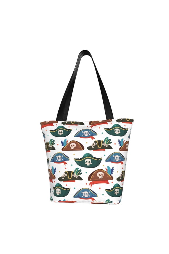 Pirate Hats Women Reusable Grocery Bags Foldable Ripstop,Reusable Shopping Bags for Shopping,Gym,Gift