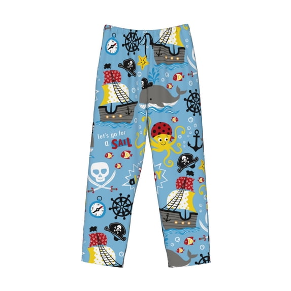 Kdxio Pirate Marine Animals Print Men's Sleep Pajama Pant Lounge Pants with Pockets