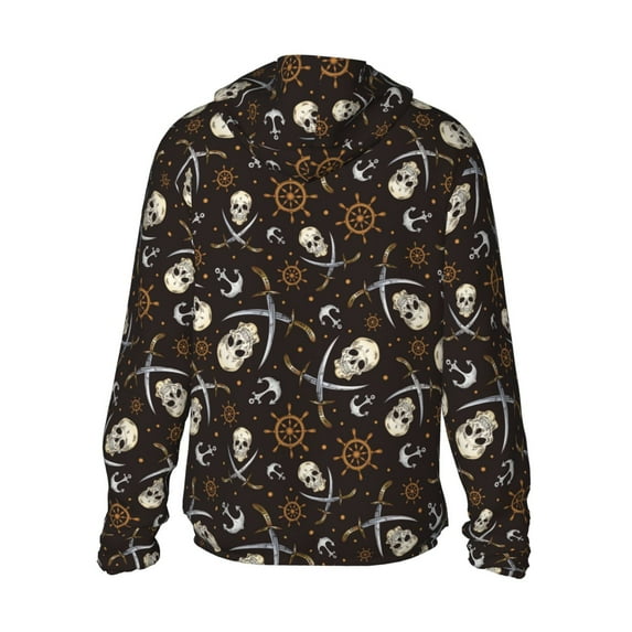 Kdxio Pirate Skulls Print Women Men Sun Protection UPF 50+ Jackets Zip Up Long Sleeve Hoodie Hiking Lightweight with Pockets