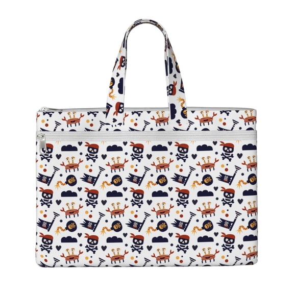 Kdxio Pirate Theme File Tote Document Bag Business Briefcase Bag Document Organizer Tote Briefcase for Letter A4 Files Business Teacher Office Bag