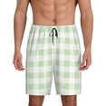 thumbnail image 1 of Kdxio Pistachio Green Checkboard Print Mens Sleep Shorts Bottoms Soft Comfy Pajama Wear Pants with Drawstring Pockets, 1 of 7