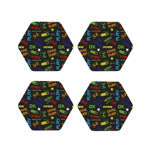 Kdxio Pixel Game Funny Coasters,4 Pcs Leather Coasters,Housewarming Gifts,Protect Furniture From Water Marks Scratch And Damage
