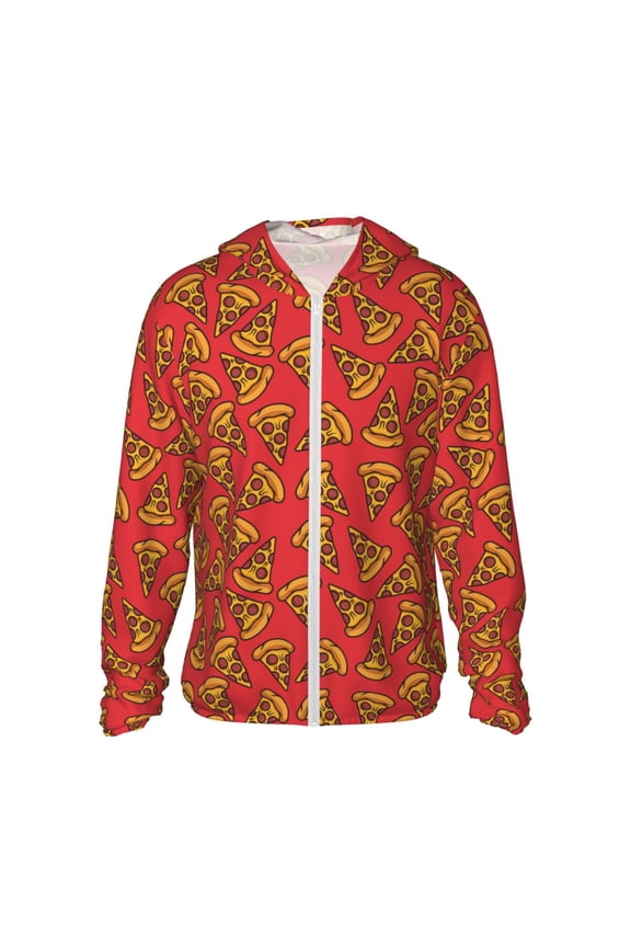 Pizza Cartoon Print Women Men Sun Protection UPF 50+ Jackets Zip Up Long Sleeve Hoodie Hiking Lightweight with Pockets