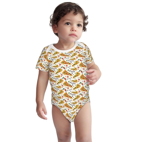 Kdxio Pizza Slices Pattern Unisex Baby Cotton Short Sleeve Bodysuits-2 Years
