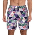 thumbnail image 1 of Kdxio Plaid Flamingo Print Men's Swim Trunks with Compression Liner 7 Inch Inseam Quick Dry Swim Shorts, 1 of 7