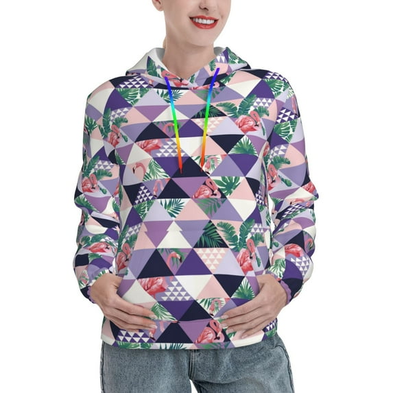 Kdxio Plaid Flamingo Print Womens Oversized Hoodies Sweatshirts Hooded Pullover Tops Sweaters Casual-XX-Large