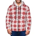 thumbnail image 1 of Kdxio Plaid Heart Print Men Hoodies Casual Hoodies for Men with Zip Pockets Full Zip Long Sleeve Sweatshirt Sports Hooded Jacket-3X-Large, 1 of 5