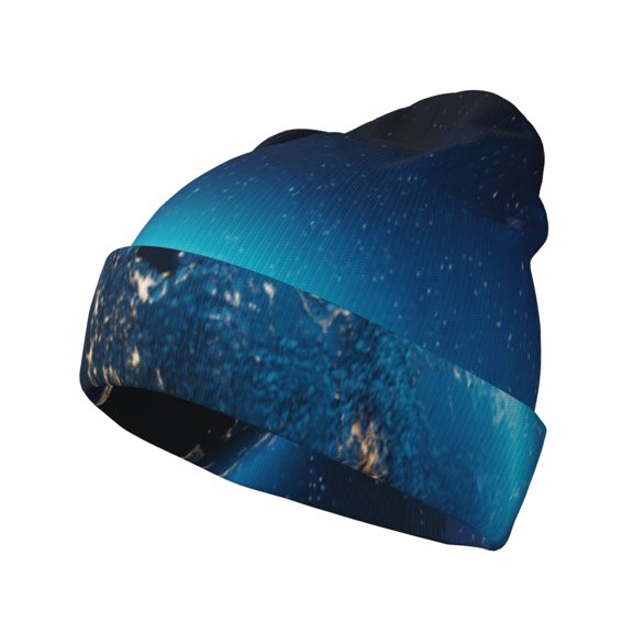 Kdxio Planet Earth Winter Beanie for Men Women Beanie Knit Hat Cuffed Cap Beanie Knit Chunky Snow Cap