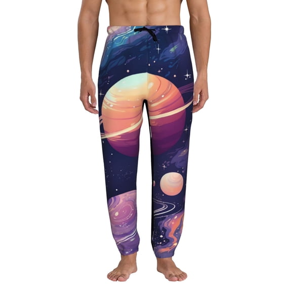 Kdxio Planet Pastel Galaxy Pattern Joggers,Sweatpants for Men with Pockets-Small