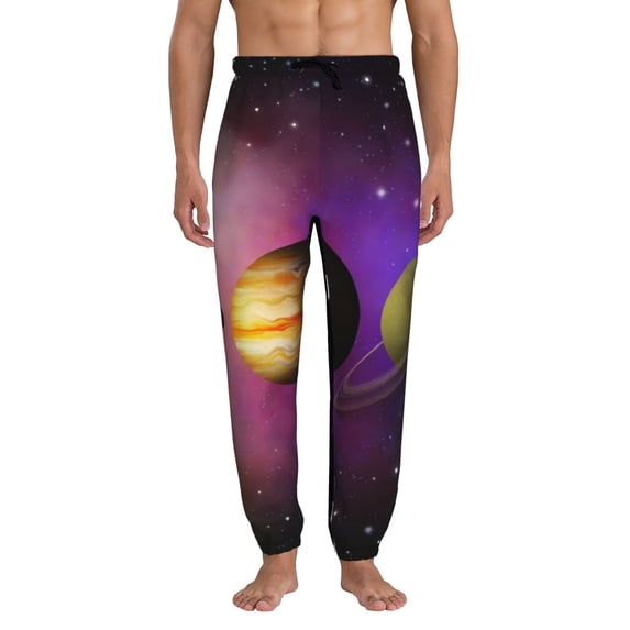 Kdxio Planets And Stars Pattern Joggers,Sweatpants for Men with Pockets-X-Large