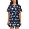 thumbnail image 1 of Kdxio Planets And Stars Print Pajamas Sets for Women Short-Sleeved Pjs with Lounge Shorts Two Piece Sleepwear S-4XL, 1 of 5