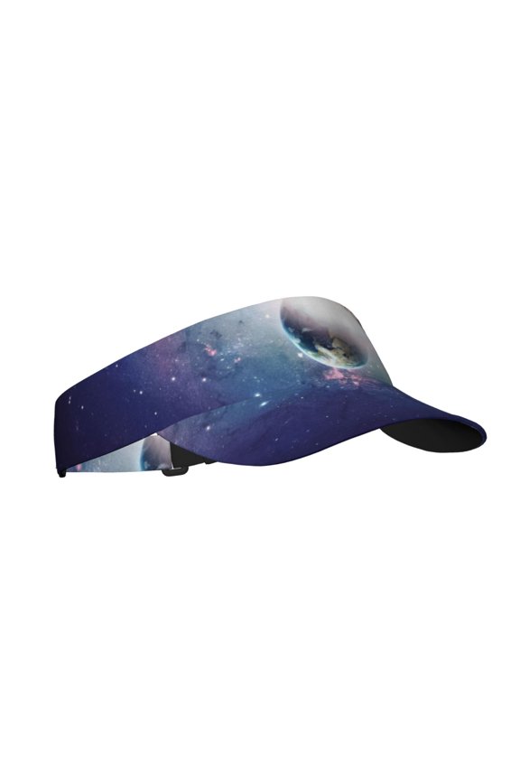 Planets Stars And Galaxies Print Sun Visor Hat Golf Visor Adjustable Velcro Outdoor Sports Cap for Men Women
