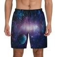 thumbnail image 1 of Kdxio Planets Stars And Galaxies1 Print Men's Swim Trunks with Compression Liner 7 Inch Inseam Quick Dry Swim Shorts, 1 of 5