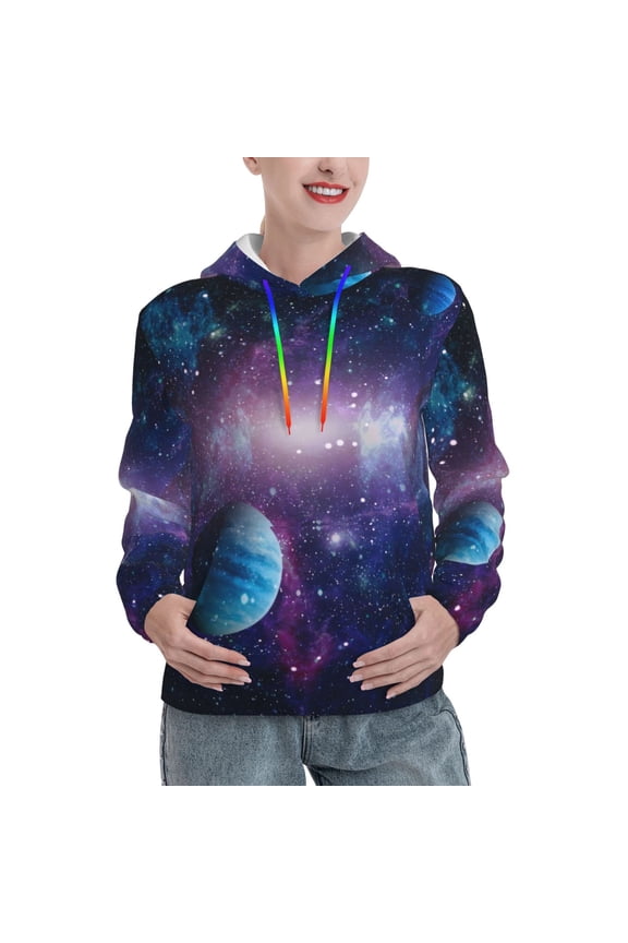 Planets Stars And Galaxies1 Print Womens Oversized Hoodies Sweatshirts Hooded Pullover Tops Sweaters Casual-Medium