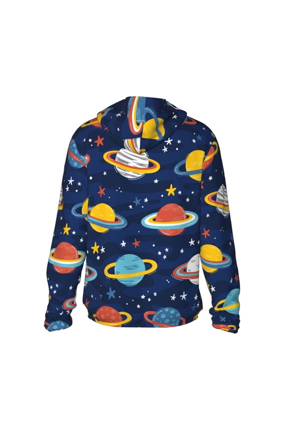 Planets and Stars Print Women Men Sun Protection UPF 50+ Jackets Zip Up Long Sleeve Hoodie Hiking Lightweight with Pockets